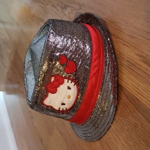 🎈Hello Kitty Hearts Silver sparkly youth fedora hat